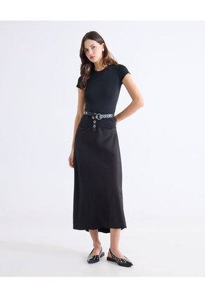 Camiseta Para Mujer Manga Corta Cuello Redondo Color Negro Marca Seven Seven #28096558