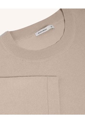 Camiseta De Punto Con Cuello Mao  Para Hombre Beige Seven Seven