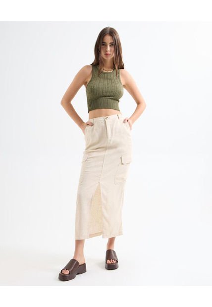 Falda Para Mujer Largo Color Beige Marca Seven Seven #28140904