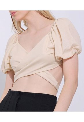 Camiseta Para Mujer Manga Corta Color Beige Marca Seven Seven #28095333