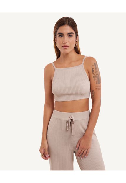 Camiseta Para Mujer Manga Sisa Color Beige Marca Seven Seven #28095092