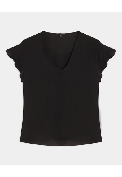 Blusa Para Mujer Manga Corta Color Negro Marca Seven Seven #28123379