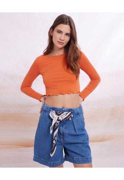 Camiseta Para Mujer Manga Larga Color Naranja Marca Seven Seven #28095494