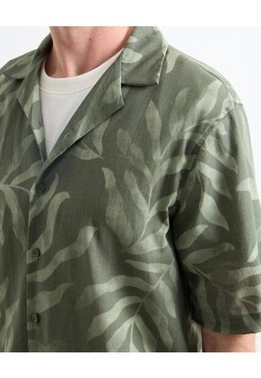 Camisa Resort Estampada  Para Hombre Verde Seven Seven