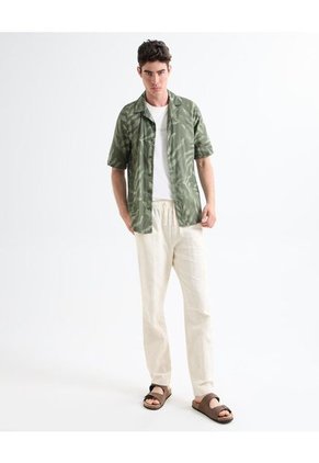 Camisa Resort Estampada  Para Hombre Verde Seven Seven