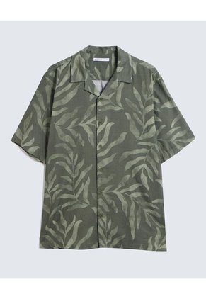 Camisa Resort Estampada  Para Hombre Verde Seven Seven