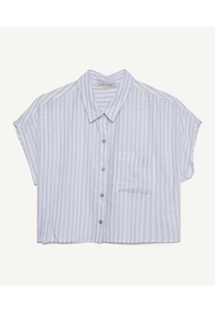 Blusa Para Mujer Manga Corta Color Celeste Marca Seven Seven #28123841