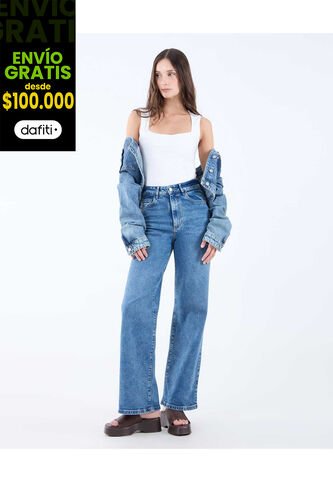 Jean Para Mujer Wide-Leg Color Azul Medio Marca Seven Seven #28160896 Seven Seven