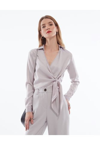 Blusa Manga Larga Mujer Seven Poliéster Gris 28123759-9584 Seven Seven
