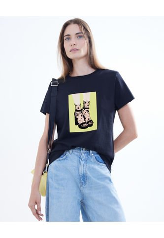 Camiseta Para Mujer Manga Corta Color Negro Marca Seven Seven #28095709 Seven Seven