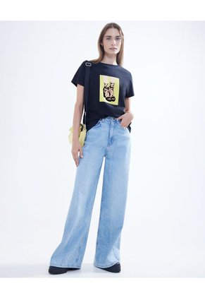 Camiseta Para Mujer Manga Corta Color Negro Marca Seven Seven #28095709