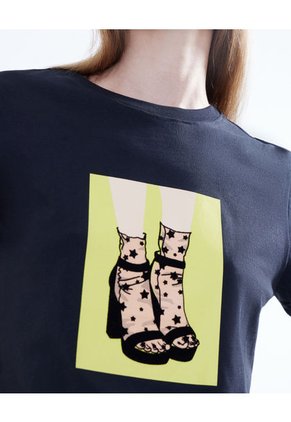 Camiseta Para Mujer Manga Corta Color Negro Marca Seven Seven #28095709