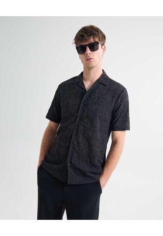 Camisa Para Hombre Manga Corta Cuello Resort Color Negro Marca Seven Seven #45012129 Seven Seven