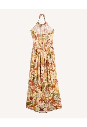 Vestido Halter Estampado Tropical  Para Mujer Naranja Seven Seven