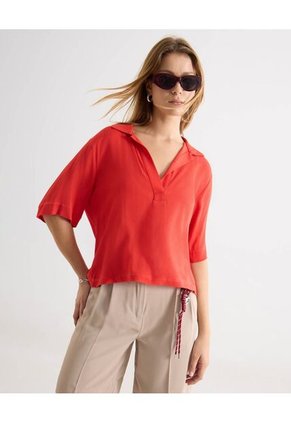 Blusa  Para Mujer Manga Corta Color Rojo Marca Seven Seven #28124172