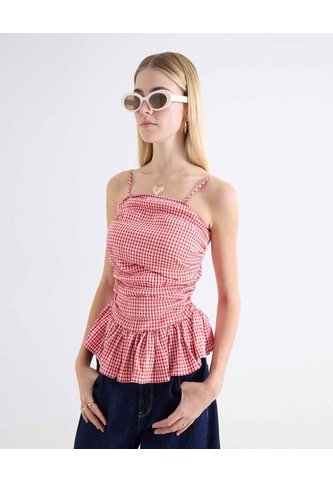 Blusa Vichy Encauchado Posterior  Para Mujer Rojo Seven Seven Seven Seven