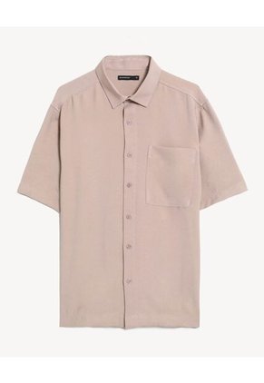 Camisa  Para Hombre Manga Corta Con Bolsillo Cuello C Color Taupe Marca Seven Seven #45012240