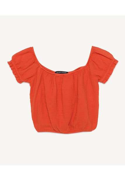Blusa Para Mujer Manga Corta Color Naranja Marca Seven Seven #28123800