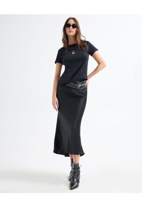 Camiseta Para Mujer Manga Corta Cuello Redondo Color Negro Marca Seven Seven #28096221