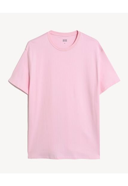 Camiseta  Para Mujer Manga Corta Cuello Redondo Color Rosa Marca Seven Seven #28096517