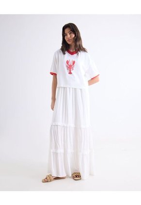 Camiseta  Para Mujer Manga Corta Cuello V Color Blanco Marca Seven Seven #28096641