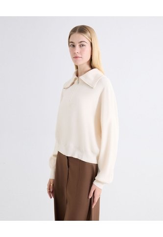 Saco Cuello Alto Half Zipper  Para Mujer Beige Seven Seven Seven Seven