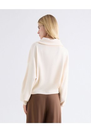 Saco Cuello Alto Half Zipper Para Mujer Beige Seven Seven