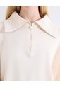Saco Cuello Alto Half Zipper  Para Mujer Beige Seven Seven de Seven Seven