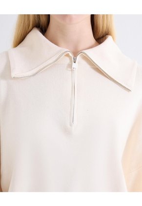 Saco Cuello Alto Half Zipper Para Mujer Beige Seven Seven