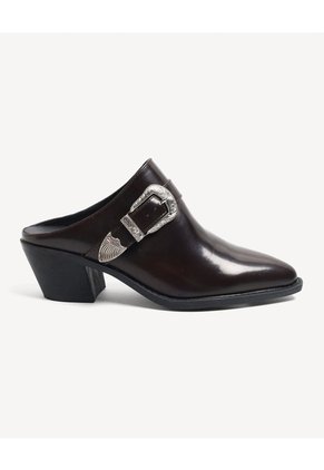 Botas Tipo Mules Western Con Hebilla Para Mujer Café Seven Seven