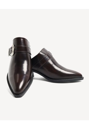 Botas Tipo Mules Western Con Hebilla Para Mujer Café Seven Seven