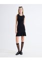 Vestido Punto Volante Fruncido  Para Mujer Negro Seven Seven de Seven Seven