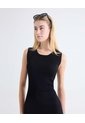 Vestido Punto Volante Fruncido  Para Mujer Negro Seven Seven de Seven Seven