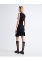 Vestido Punto Volante Fruncido  Para Mujer Negro Seven Seven de Seven Seven
