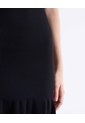 Vestido Punto Volante Fruncido  Para Mujer Negro Seven Seven de Seven Seven