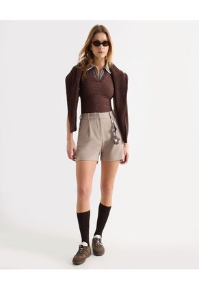 Saco  Para Mujer Cuello V Color Café Marca Seven Seven #28330686