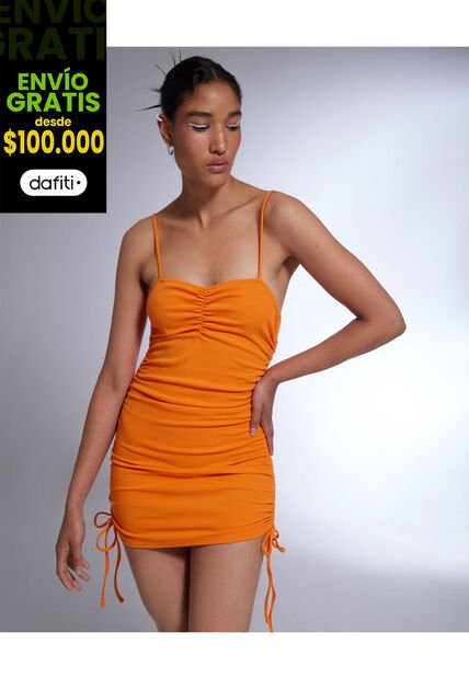 Vestido Para Mujer Manga Sisa Color Naranja Marca Seven Seven #28171154