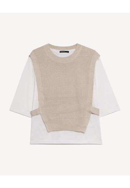 Camiseta  Para Mujer Manga Corta Cuello Redondo Color Beige Marca Seven Seven #28096619