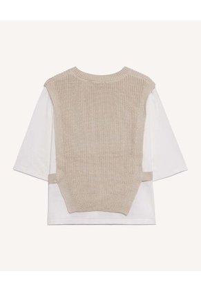 Camiseta Doble Prenda En Tricot  Para Mujer Beige Seven Seven