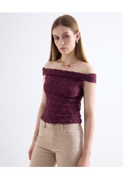 Camiseta  Para Mujer Crop Top Color Vino Marca Seven Seven #28096593