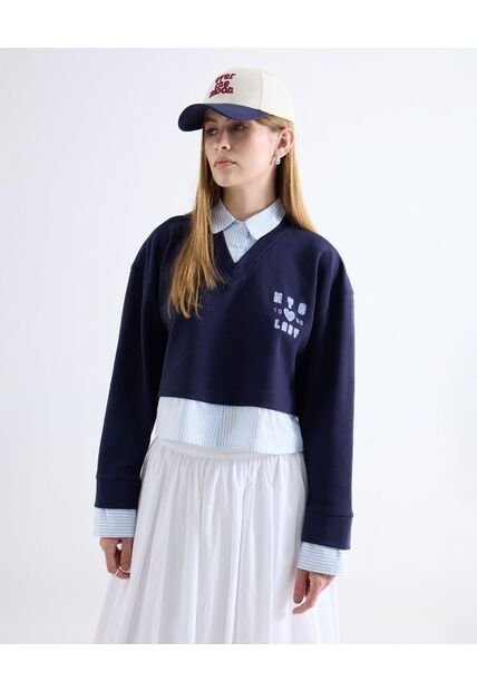 Buzo  Para Mujer Cuello V Color Azul Marca Seven Seven #28060466