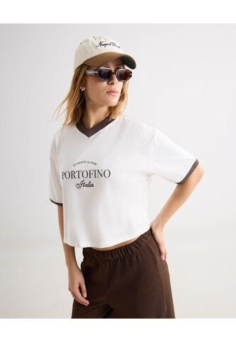 Camiseta  Para Mujer Manga Corta Cuello V Color Blanco Marca Seven Seven #28096643 Seven Seven