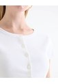 Camiseta Cuello Redondo Abotonada  Para Mujer Blanco Seven Seven de Seven Seven