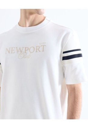 Camiseta Regular Estampada  Para Hombre Marfil Seven Seven