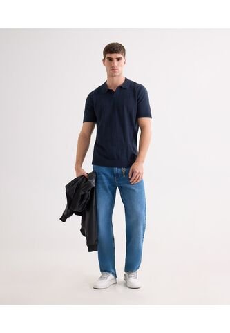 Polo Para Hombre Cuello Tejido Sin Bolsillo Color Azul Marca Seven Seven #45110895 Seven Seven