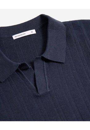 Polo Para Hombre Cuello Tejido Sin Bolsillo Color Azul Marca Seven Seven #45110895