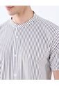 Camisa A Rayas Cuello Mao  Para Hombre Blanco Seven Seven de Seven Seven
