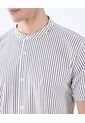 Camisa A Rayas Cuello Mao  Para Hombre Blanco Seven Seven de Seven Seven