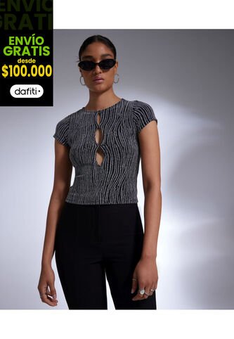 Camiseta Para Mujer Manga Corta Color Negro Marca Seven Seven #28095208 Seven Seven