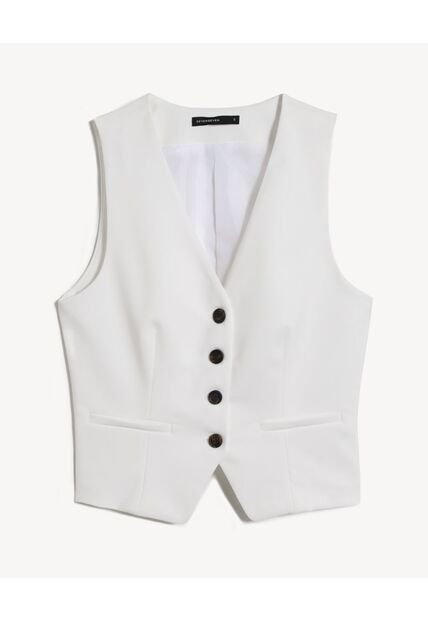 Chaleco Para Mujer Plano Color Marfil Marca Seven Seven #28250148